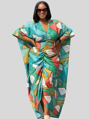 Vibrant Rouched Kaftan